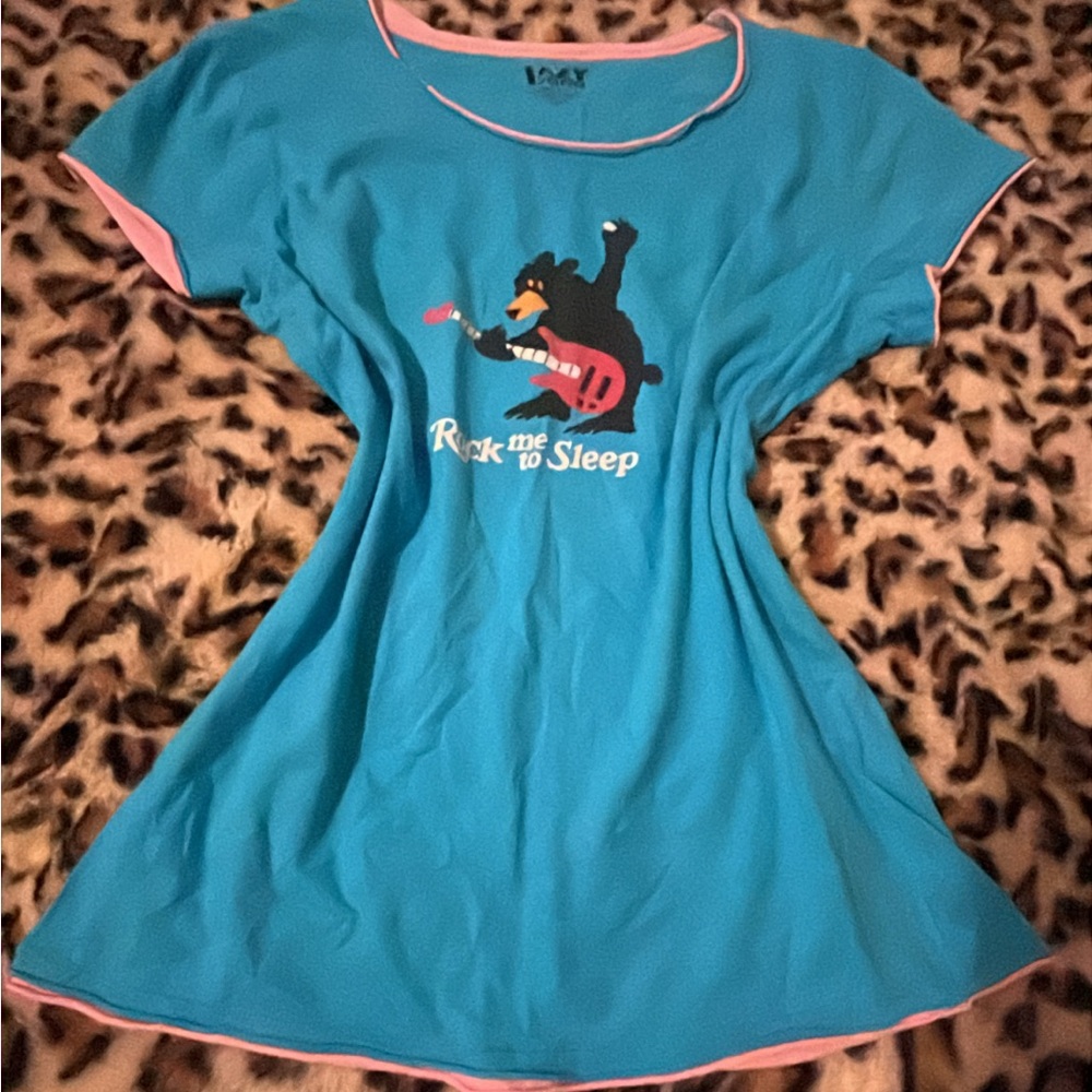 Blue Tee with Bear Graphic